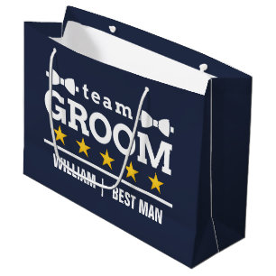 Bolsa De Regalo Grande Team Groom Groomsman Soltero Azul marino