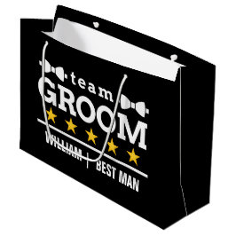 Bolsa De Regalo Grande Team Groom | Groomsman | Soltero | Blanco negro