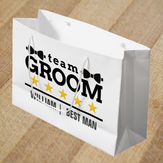Bolsa De Regalo Grande Team Groom | Groomsman | Soltero | Blanco negro (Subido por el creador)