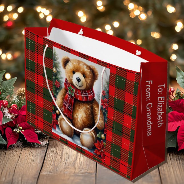 Bolsa De Regalo Grande Teddy Bear Add Names Cute Christmas (Subido por el creador)