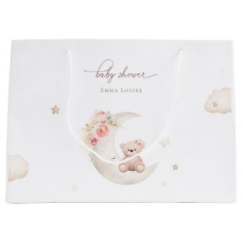 Bolsa De Regalo Grande Teddy Bear Sobre El Baby Shower Neutral De La Luna