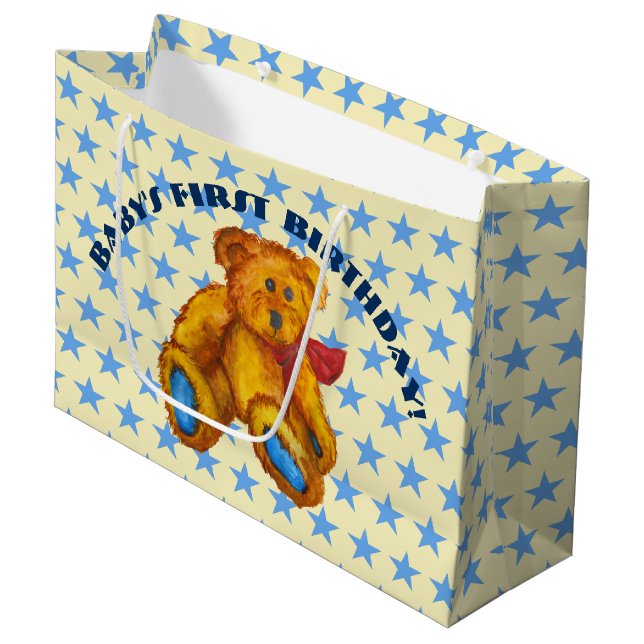 Bolsa De Regalo Grande Teddy Bear With Blue Stars (Angulo Anverso)