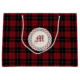 Bolsa De Regalo Grande Tela escocesa blanca negra roja