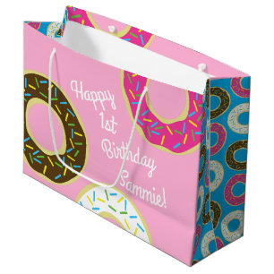 Bolsa De Regalo Grande Tema colorido de la fiesta de cumpleaños de los