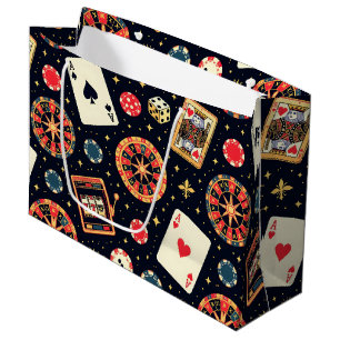 Bolsa De Regalo Grande tema de patrón de casino en negro
