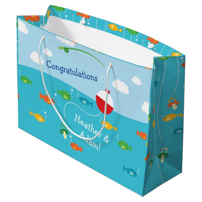 Bolsa De Regalo Grande Tema de pesca Baby Shower para pescadores (Angulo reverso)