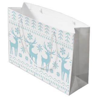 Bolsa De Regalo Grande Tema del invierno del Arte Popular Azul Ártico