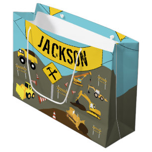 Bolsa De Regalo Grande Tema del sitio de camiones de construcción