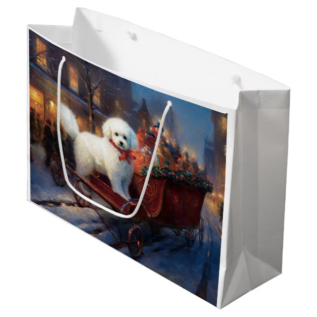 Bolsa De Regalo Grande Temporada festiva de los Navidades Bichon Frise (Angulo Anverso)