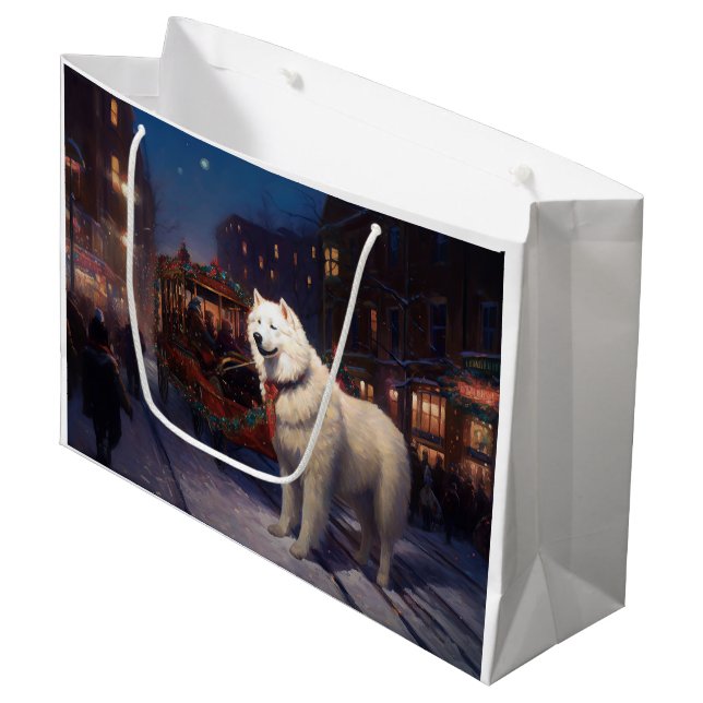 Bolsa De Regalo Grande Temporada festiva de los Navidades Samoyed (Angulo Anverso)