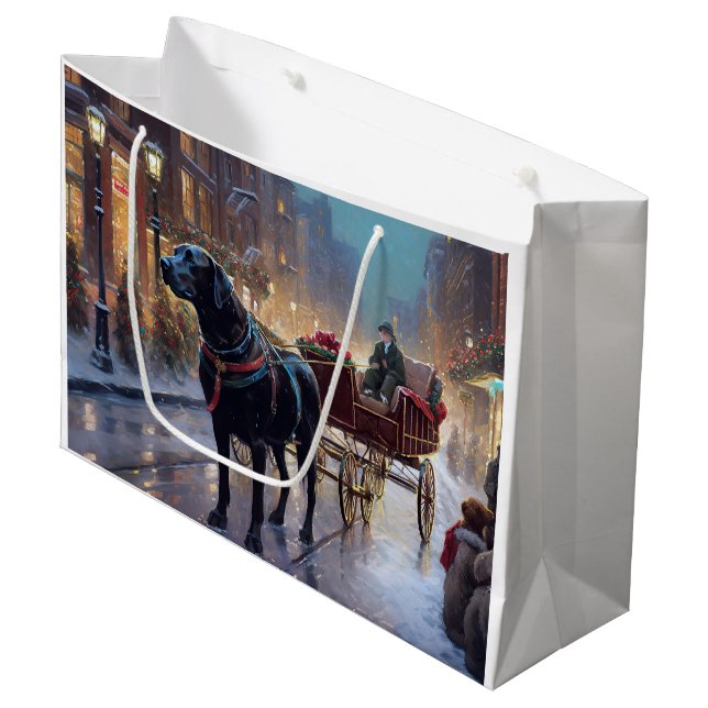 Bolsa De Regalo Grande Temporada festiva de Navidades de Labrador Negro (Angulo Anverso)