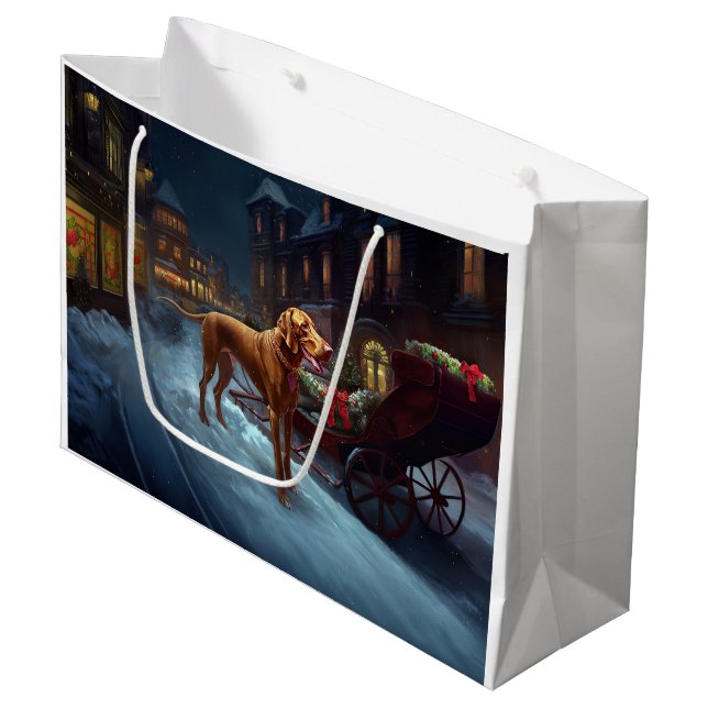 Bolsa De Regalo Grande Temporada festiva de Navidades Vizsla (Angulo Anverso)