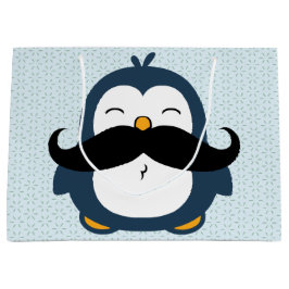 Bolsa De Regalo Grande Tendencia del bigote del pingüino