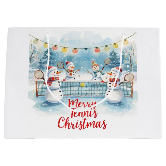 Bolsa De Regalo Grande Tennis Christmas  Festive Snowman  (Anverso)