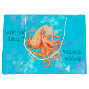 Bolsa De Regalo Grande Tentáculos de pulpo personalizado con burbujas