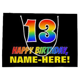 Bolsa De Regalo Grande Tercer cumpleaños: Negrita, divertido, simple, arc