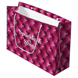 Bolsa De Regalo Grande Terciopelo Faux Pink cálido