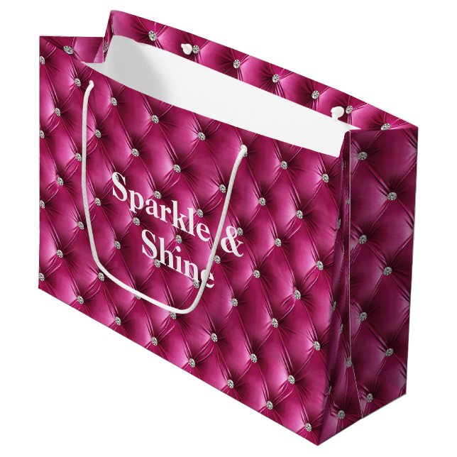 Bolsa De Regalo Grande Terciopelo Faux Pink cálido (Angulo Anverso)