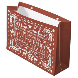 Bolsa De Regalo Grande Terracota Love Peace Joy papel de Navidades de pic
