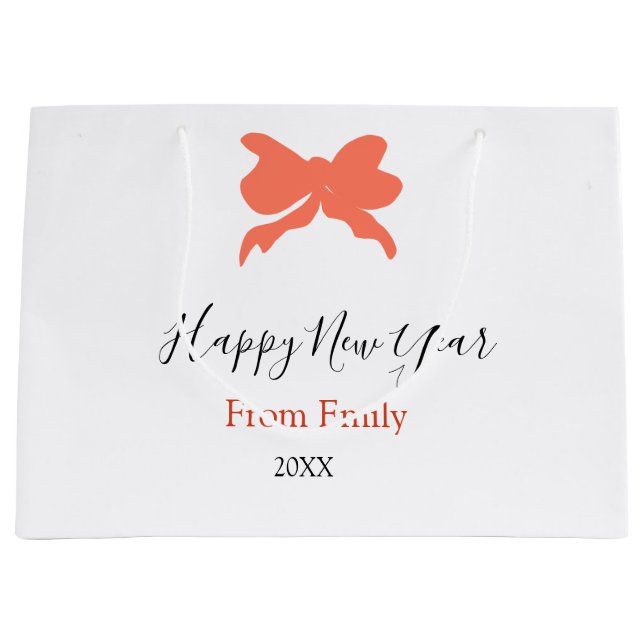 Bolsa De Regalo Grande Terracotta bow happy new year name year boho retro (Anverso)