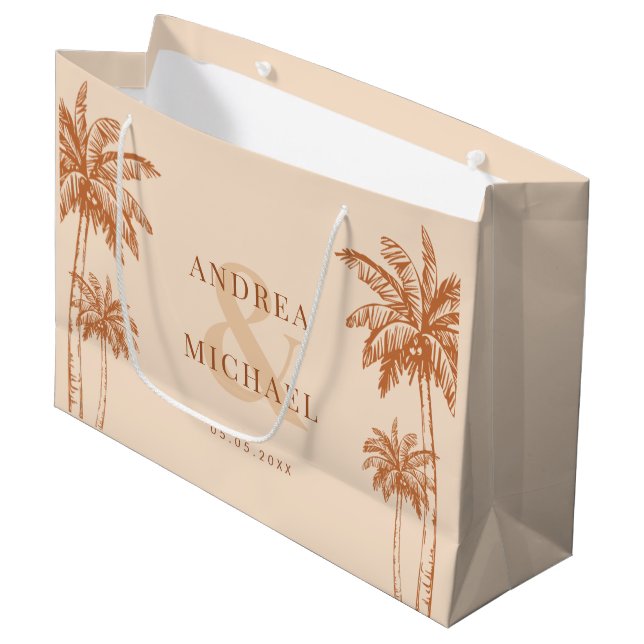 Bolsa De Regalo Grande Terracotta Palm Trees & Ampersand Beach Wedding (Angulo Anverso)