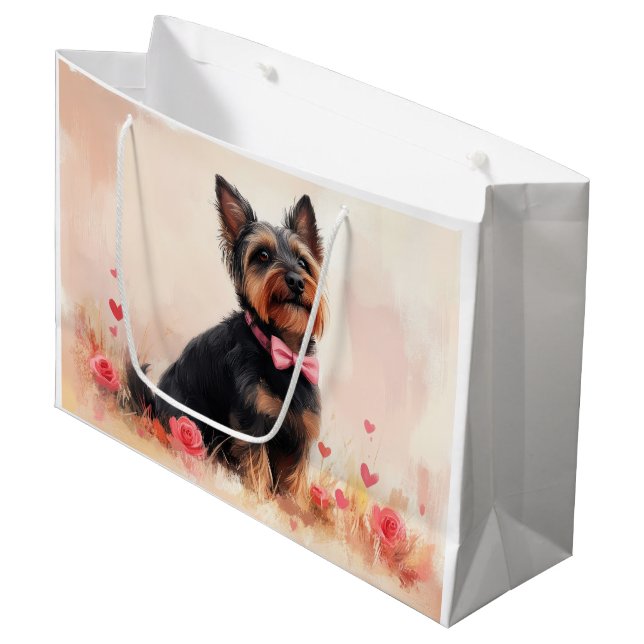 Bolsa De Regalo Grande Terrier australiano con Rosas - El día de San Vale (Angulo Anverso)
