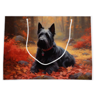 Bolsa De Regalo Grande Terrier Escocés en Otoño Hojas Caídas Inspiran
