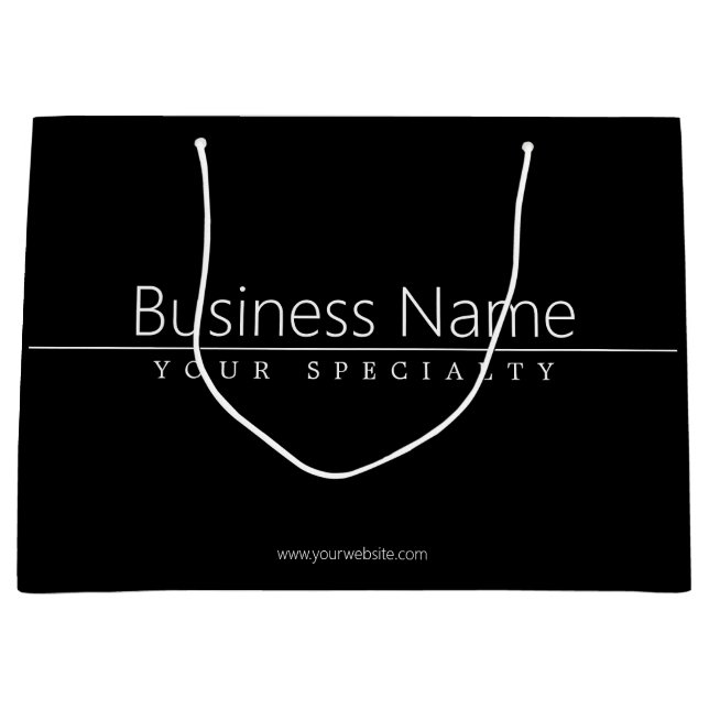 Bolsa De Regalo Grande Texto blanco simple y elegante sobre negro (Anverso)