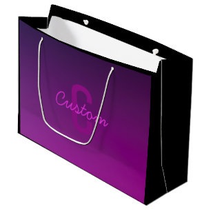 Bolsa De Regalo Grande Texto con Monograma Editable Moderno y Efecto Ombr