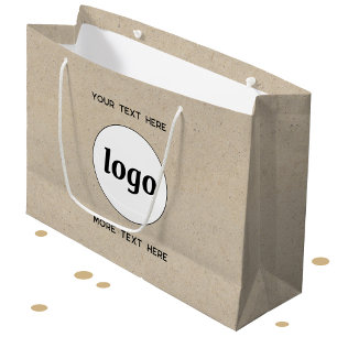 Bolsa De Regalo Grande Texto de logotipo simple Marca comercial Papel mar