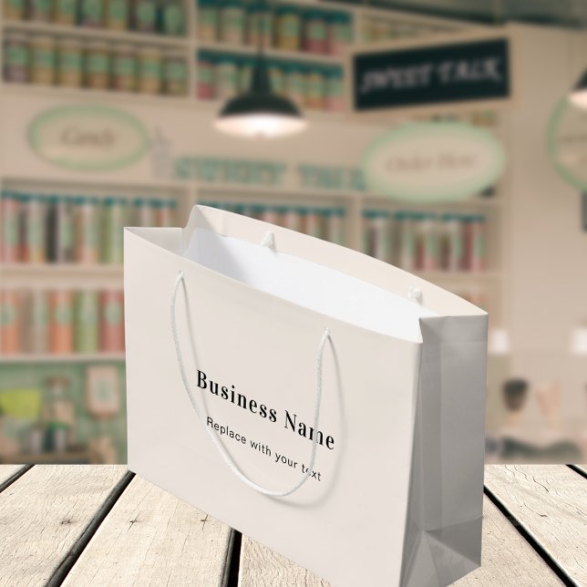 Bolsa De Regalo Grande Texto de nombre de negocio Beige (Subido por el creador)