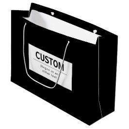 Bolsa De Regalo Grande Texto editable de negrita moderno | Blanco y negro