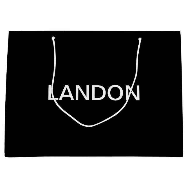 Bolsa De Regalo Grande Texto editable moderno | Blanco y negro (Anverso)