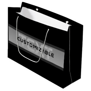 Bolsa De Regalo Grande Texto moderno con capas de Personalizable   Negro 