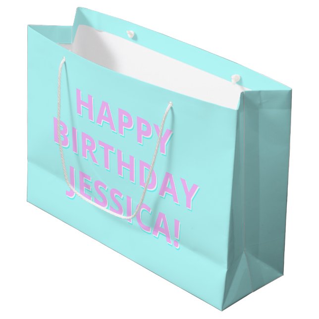 Bolsa De Regalo Grande Texto personalizable Feliz Cumpleaños a cualquier  (Angulo Anverso)