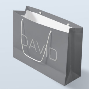 Bolsa De Regalo Grande Texto simple con apariencia tridimensional   Gris