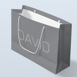 Bolsa De Regalo Grande Texto simple de 3 dimensiones | Gris