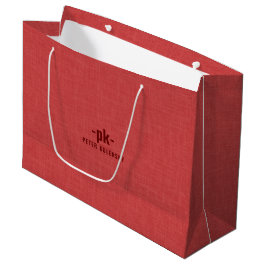 Bolsa De Regalo Grande textura de lino rojo quemado tipografía marrón sim