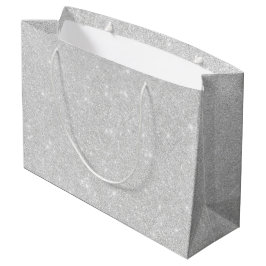 Bolsa De Regalo Grande Textura Purpurina plateada Esparkling blanco brill