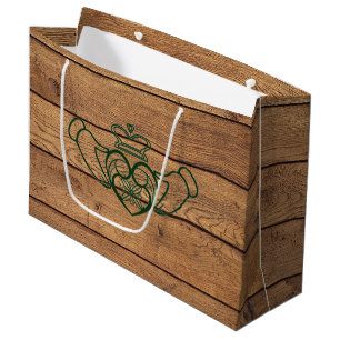 Bolsa De Regalo Grande Textura rústica de madera de cladagh celta