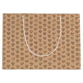 Bolsa De Regalo Grande Thank you in 44langs as black heart shaped pattern