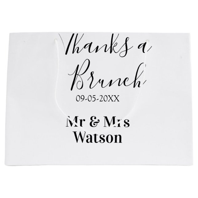Bolsa De Regalo Grande Thanks a brunch post wedding name date simple  (Anverso)