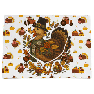 Bolsa De Regalo Grande Thanksgiving Turkeys