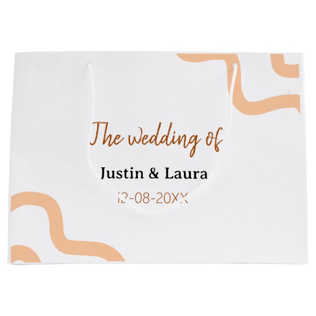 Bolsa De Regalo Grande The wedding of add bride groom name date peach (Anverso)