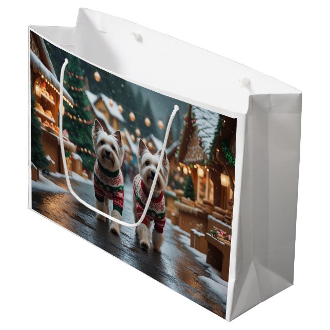 Bolsa De Regalo Grande Tibetan Terrier Dogs Christmas Snow Holiday (Angulo Anverso)