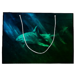 Bolsa De Regalo Grande Tiburón Verde Azul
