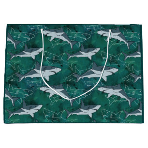 Bolsa De Regalo Grande Tiburones, marinos, marinos, peces, depredadores,