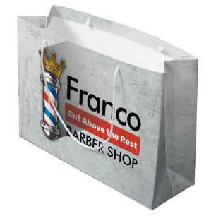 Bolsa De Regalo Grande Tienda de peinado de barbero Rey Corona Poste de b