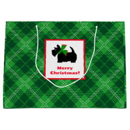 Bolsa De Regalo Grande Tierra escocesa alegre de Navidad