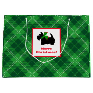 Bolsa De Regalo Grande Tierra escocesa alegre de Navidad